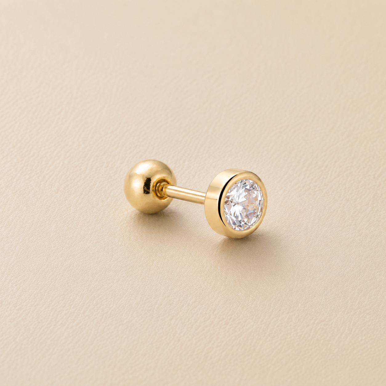 14K Solid Gold Queenly Radiance Single Stud