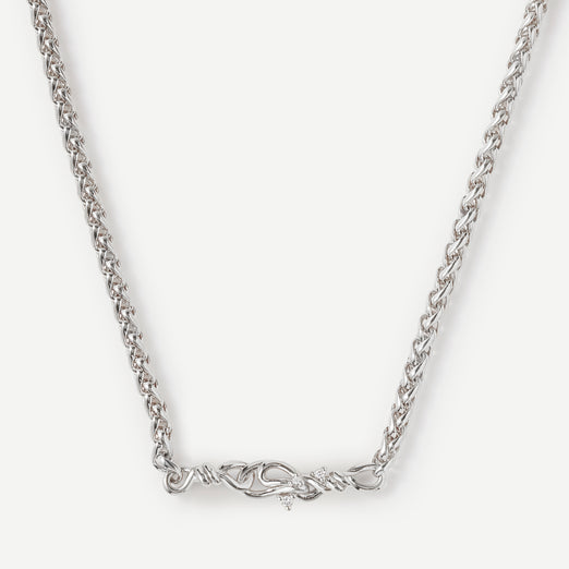 Heart of Unity Wave Diamond Silver Necklace