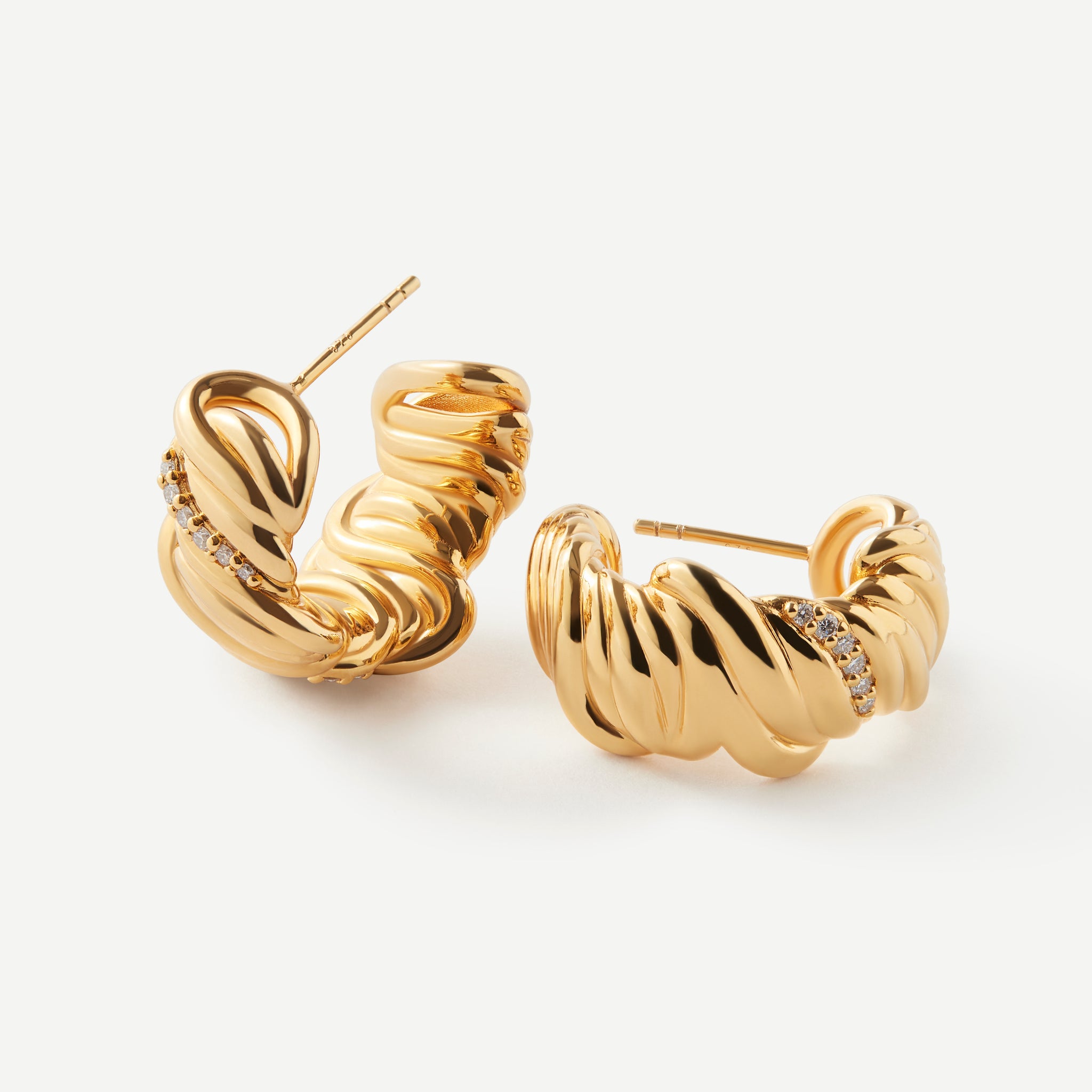 Hidden Strength Wave Diamond Gold Earrings