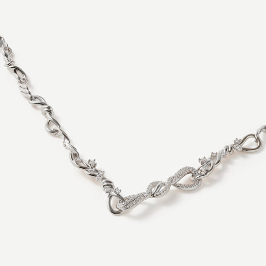 Unbreakable Bond Wave Diamond Silver Necklace (made to order)