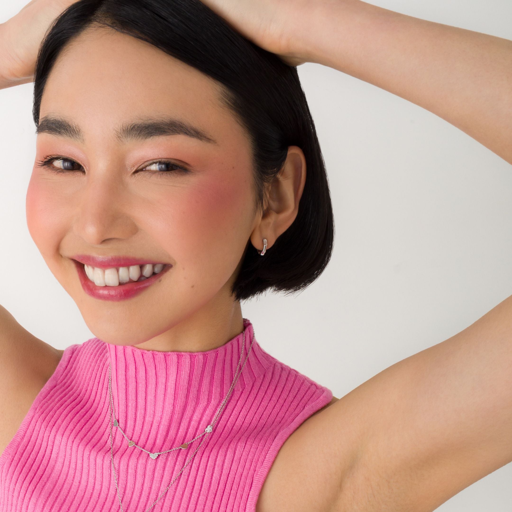 Alana Classic Stone Huggie Earrings Silver