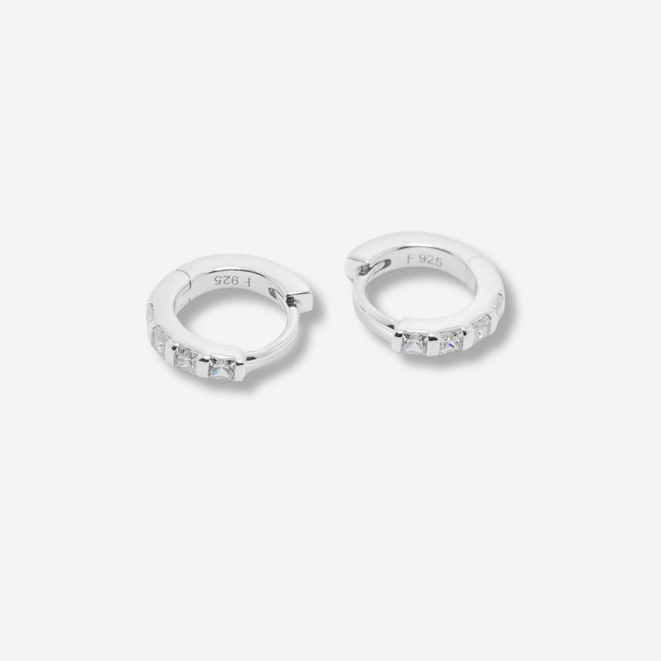 Alana Classic Stone Huggie Earrings Silver