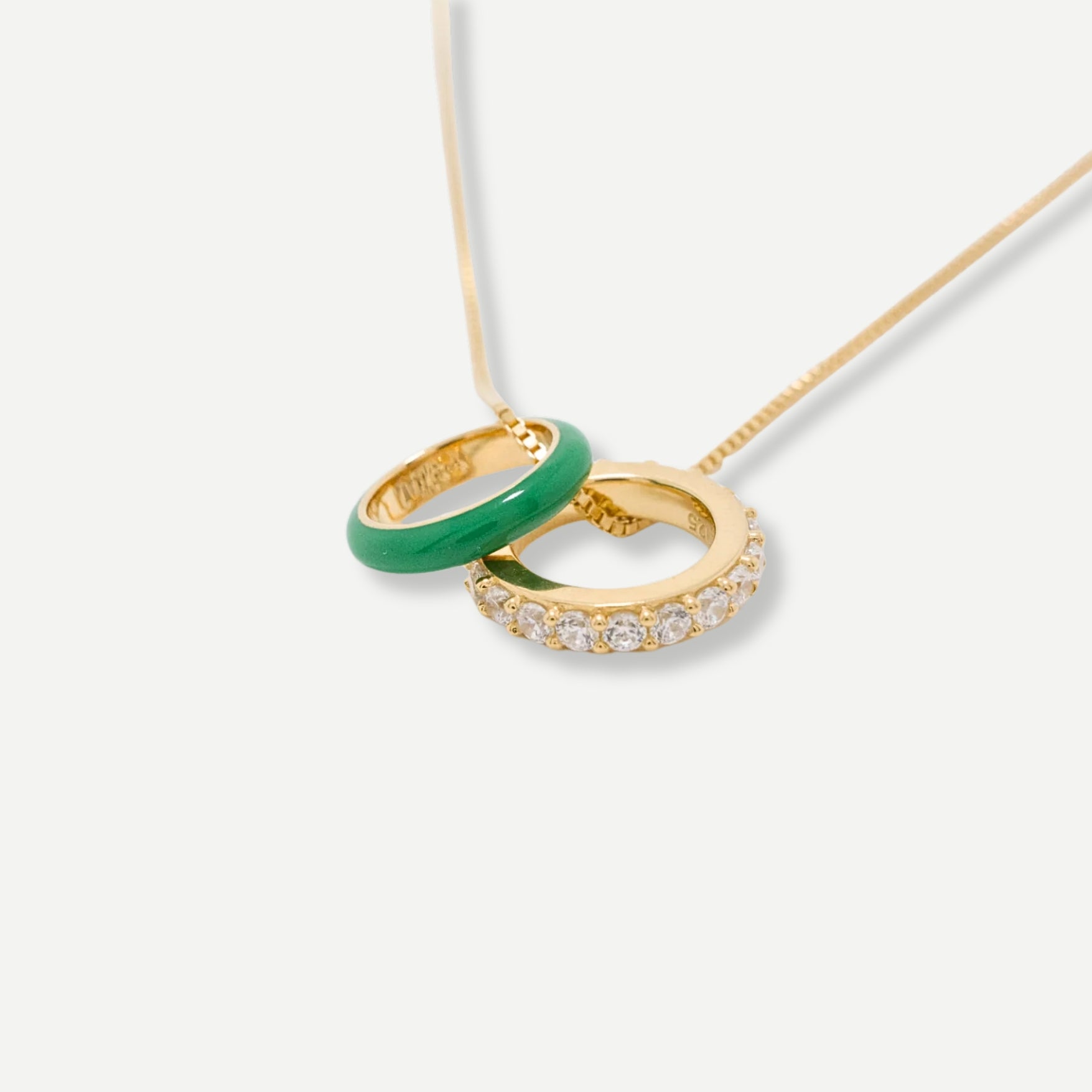 Chica Stones and Green Enamel Hoops Necklace