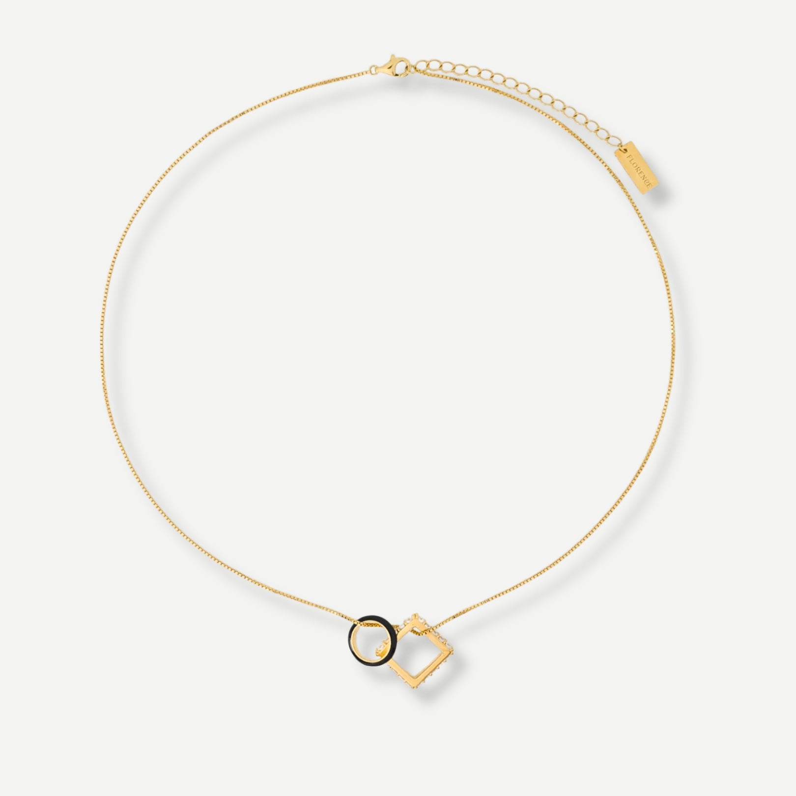 Nemy Stones and Black Enamel Hoops Necklace