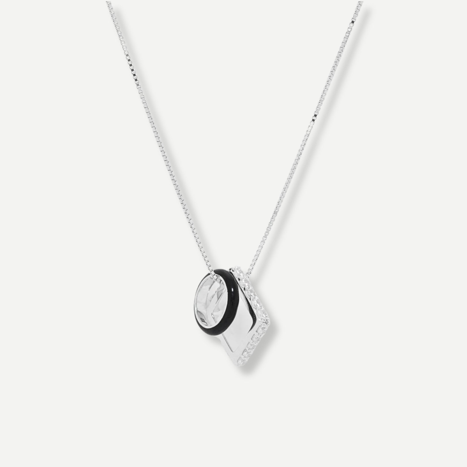 Nemy Stones and Black Enamel Hoops Necklace