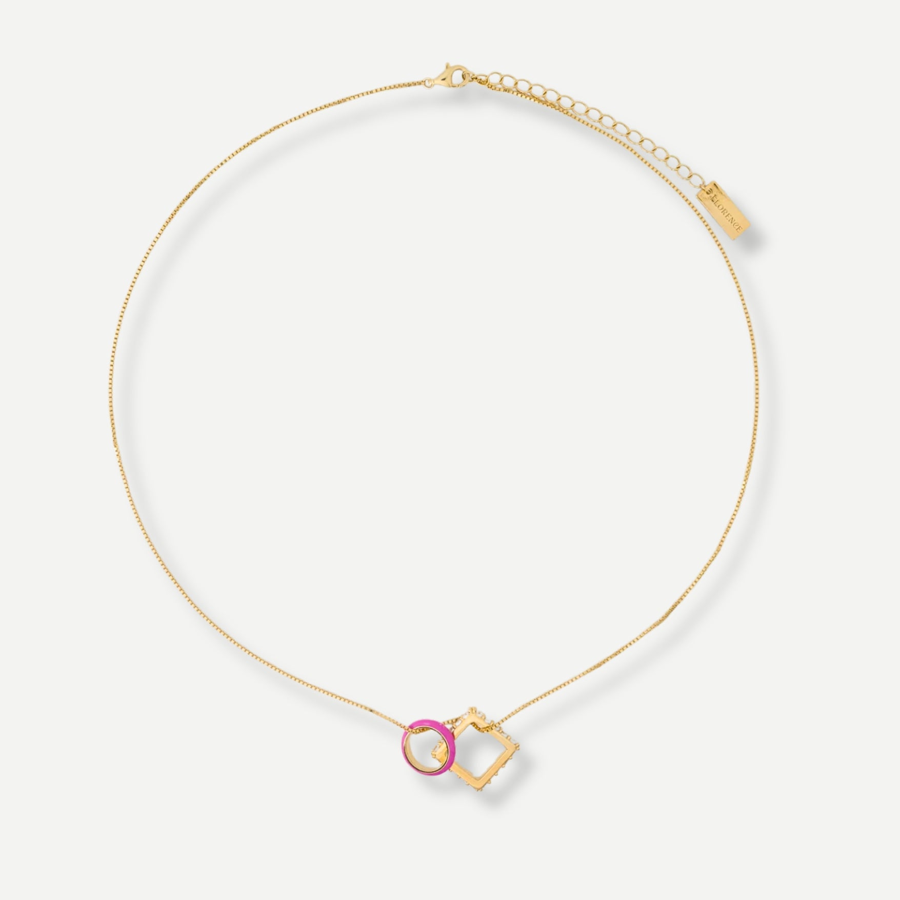 Nemy Stones and Neon Pink Enamel Hoops Necklace