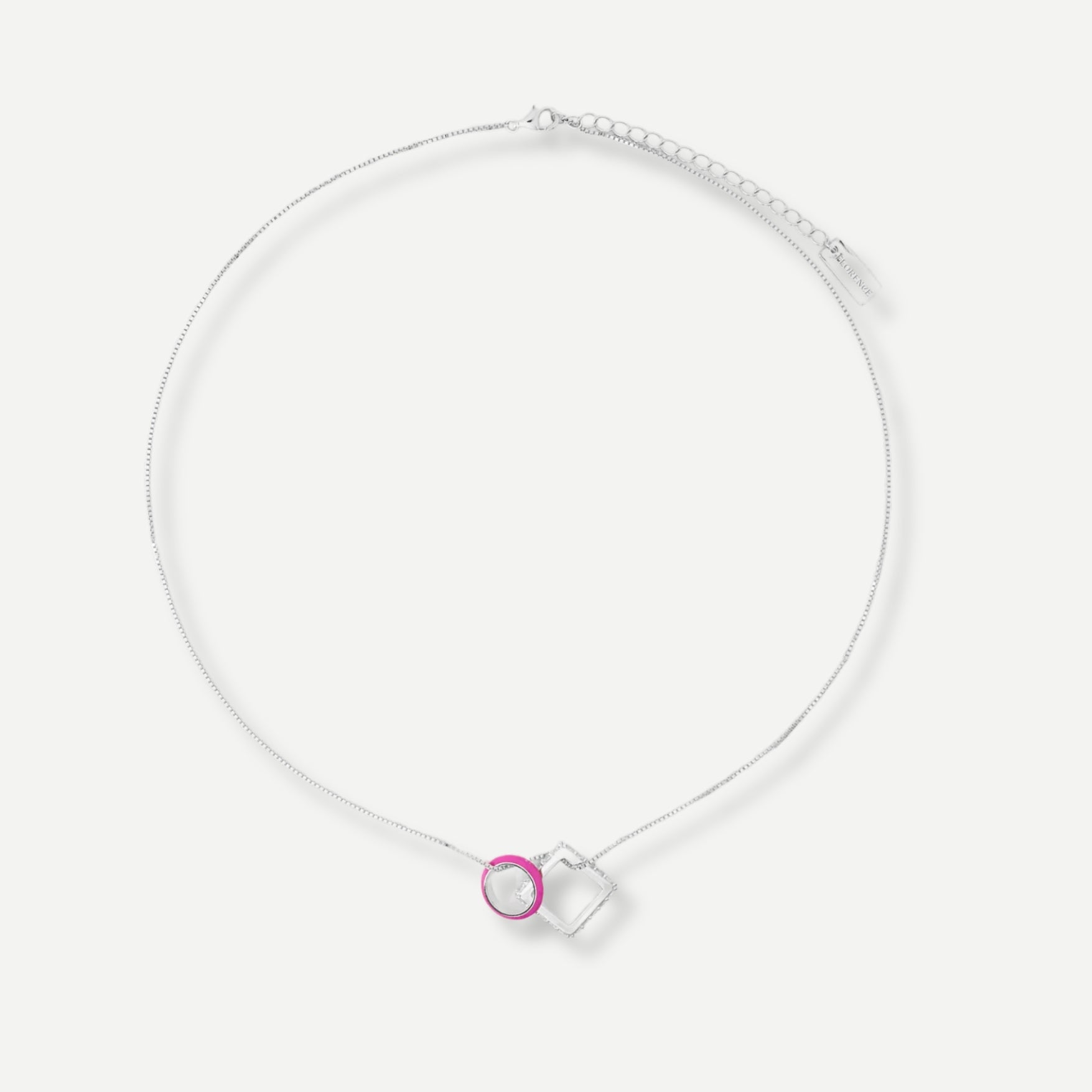 Nemy Stones and Neon Pink Enamel Hoops Necklace