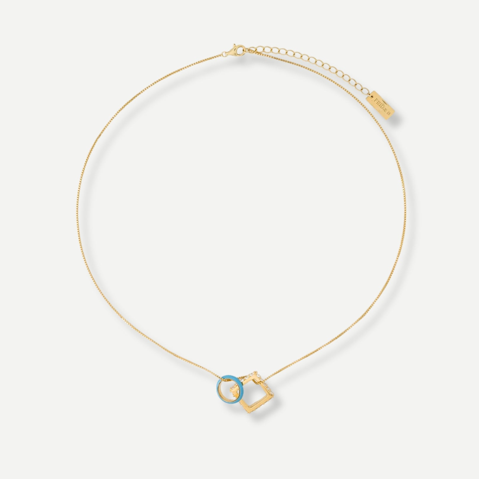 Nemy Stones and Blue Enamel Hoops Necklace