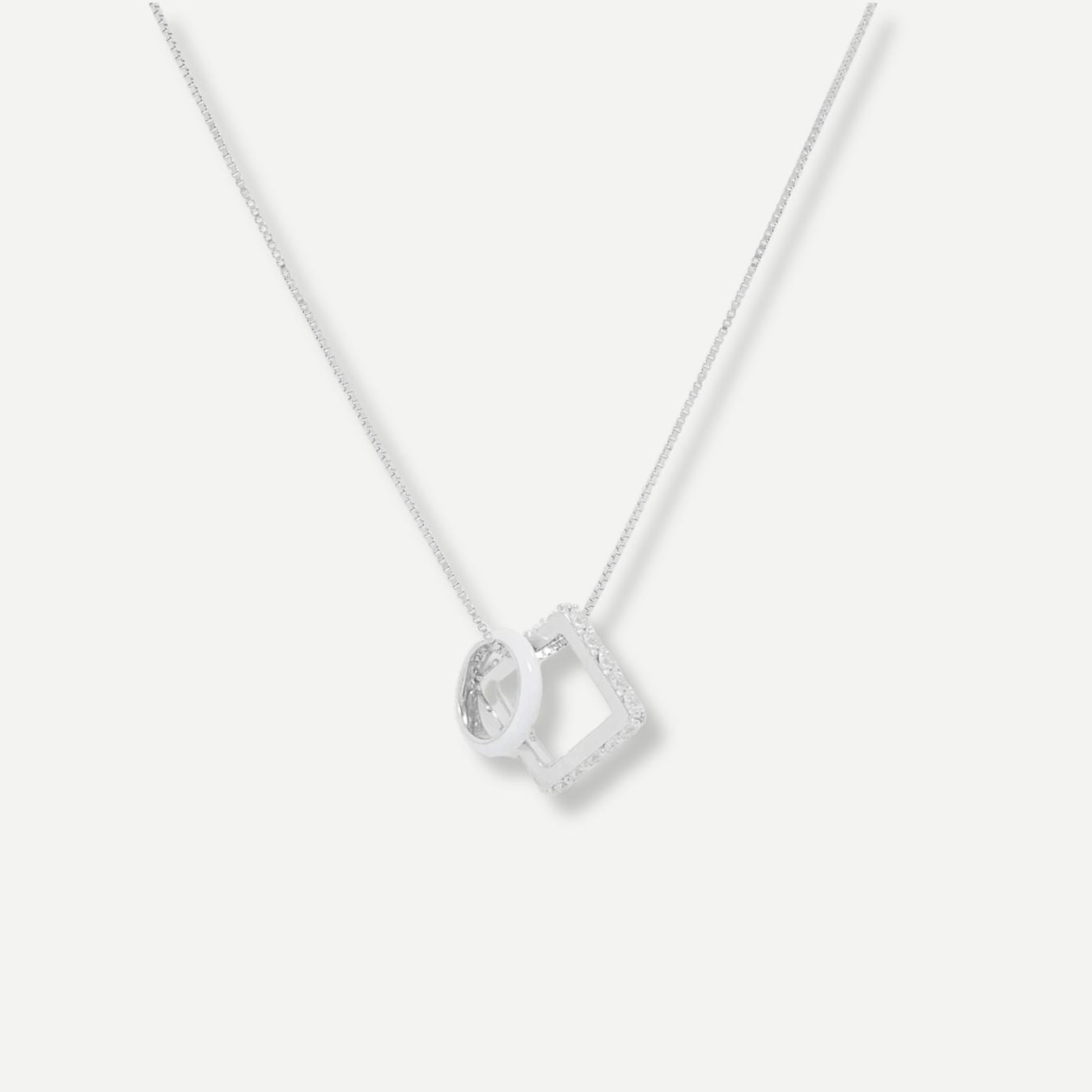 Nemy Stones and White Enamel Hoops Necklace