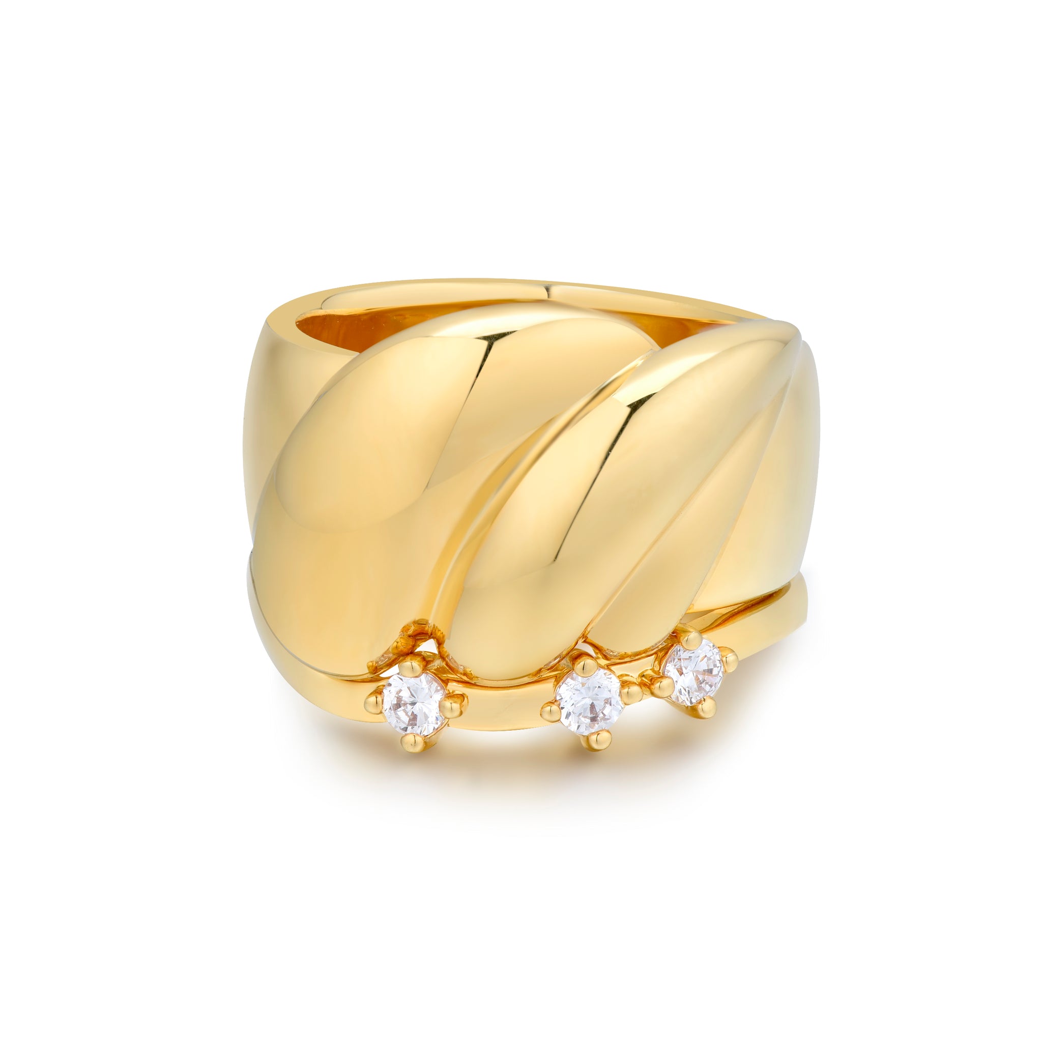 Stacking Rings Set - 18K recycled gold vermeil on recycled silver, 0.105ct zirconia