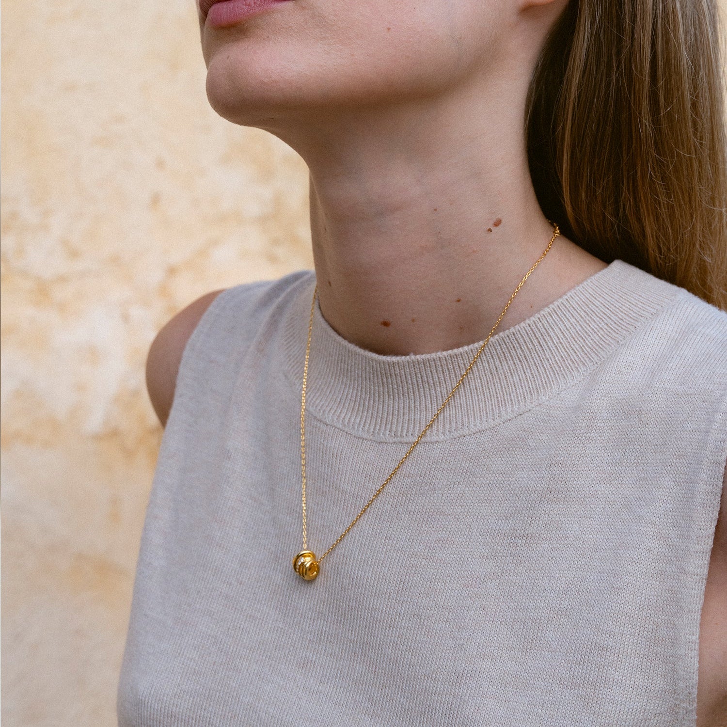 Necklace -18K recycled gold vermeil on recycled silver, 0.105ct zirconia
