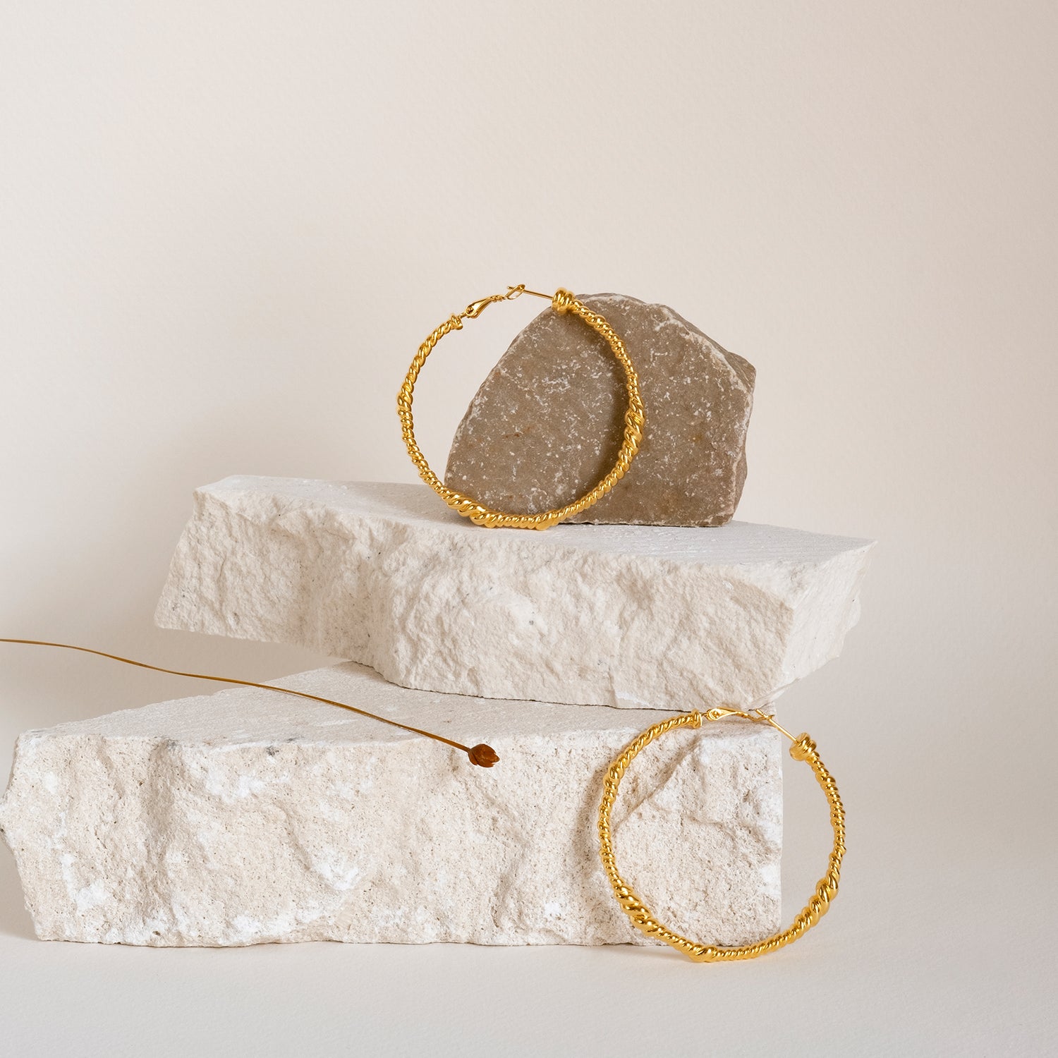 Earrings - 18K recycled gold vermeil on recycled silver ring