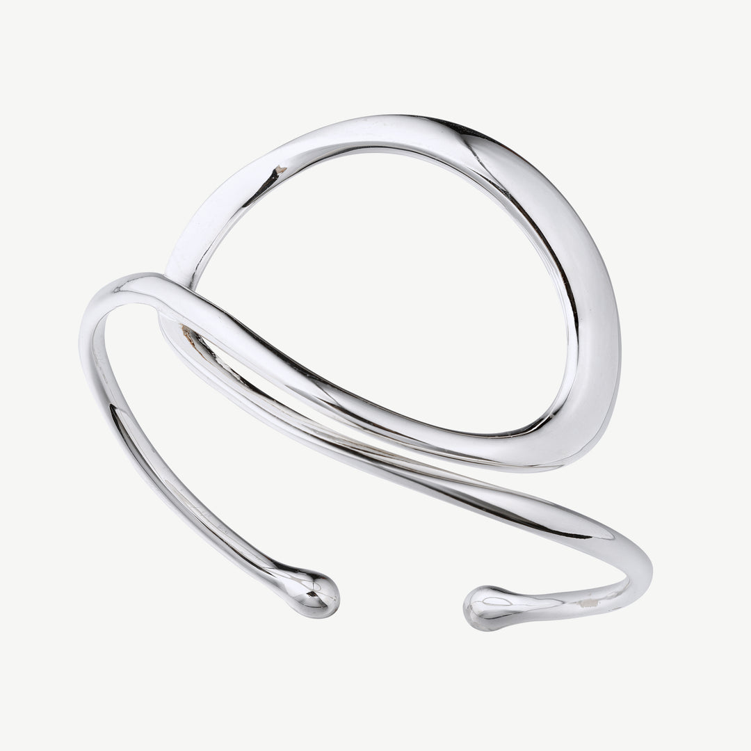 Watery Paths Silver Bangle Bracelet