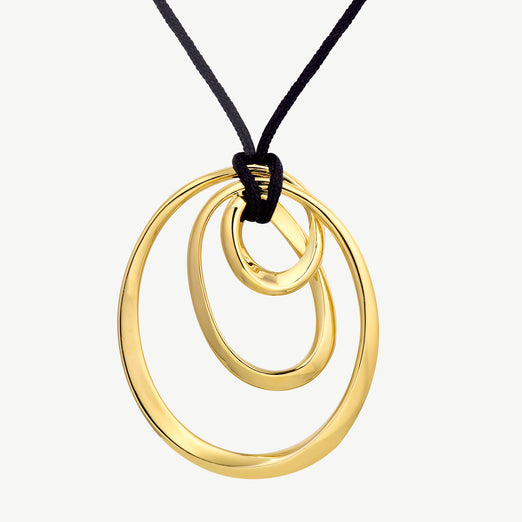 Free Form Gold Necklace with Black long cord