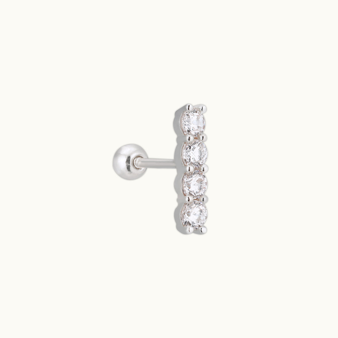 Sunburst Splendor Single White Gold Stud Earring