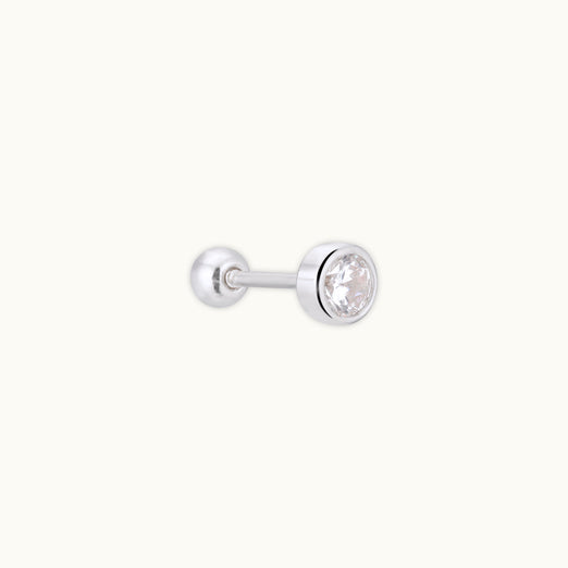 Queenly Radiance Single Silver Stud Earring