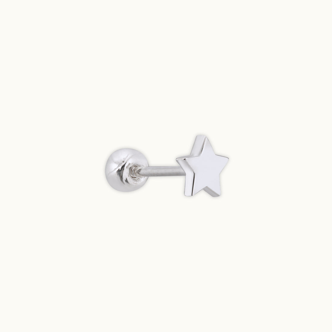 Shimmering Star Single Silver Stud Earring