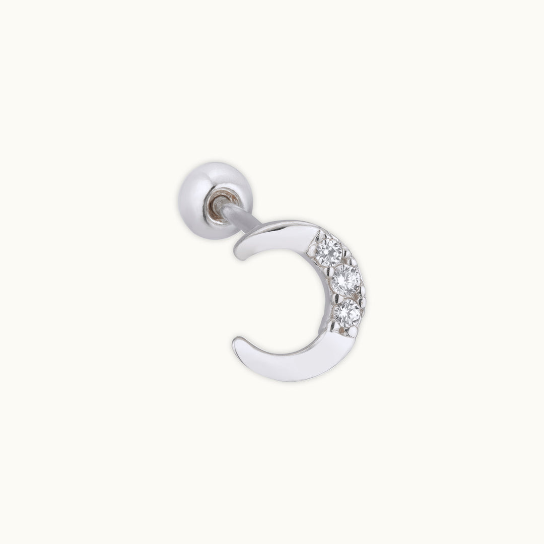 Moonlight Charm Single Silver Stud Earring