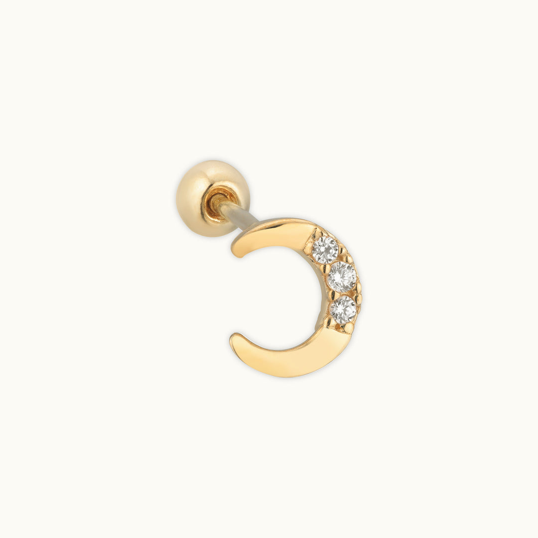 Moonlight Charm Single Gold Stud Earring