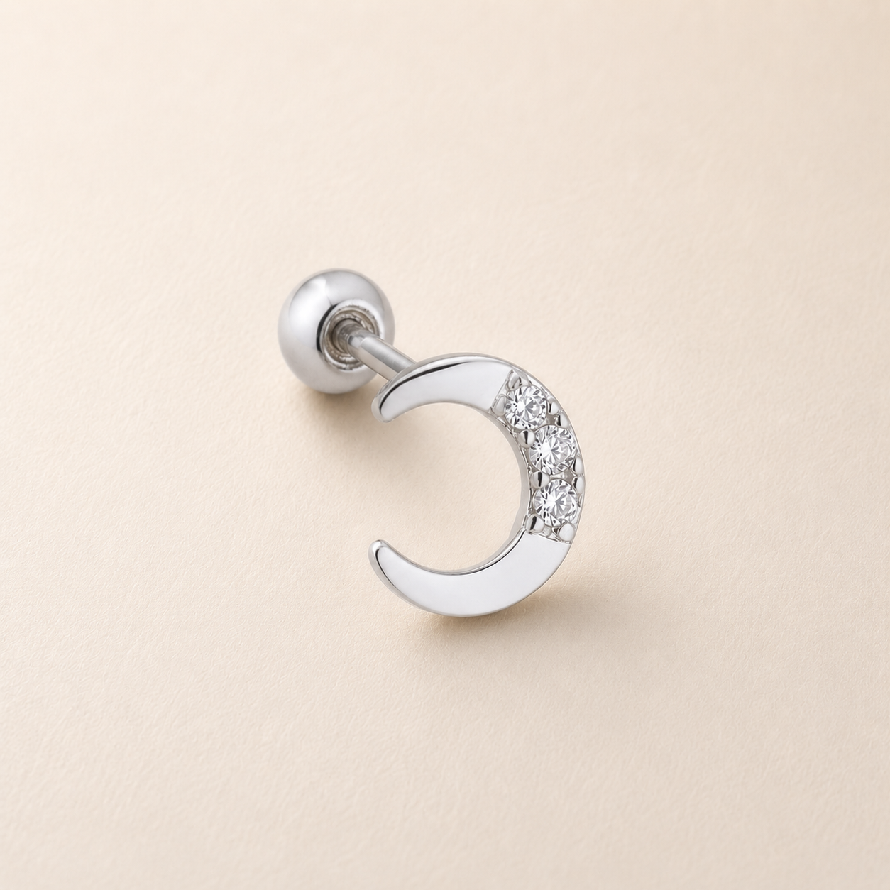 14K Solid Gold Moonlight Single Stud