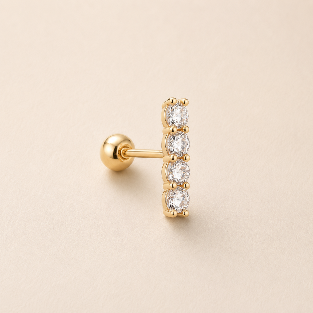 14K Gold Sunburst Splendor Single Stud Earring
