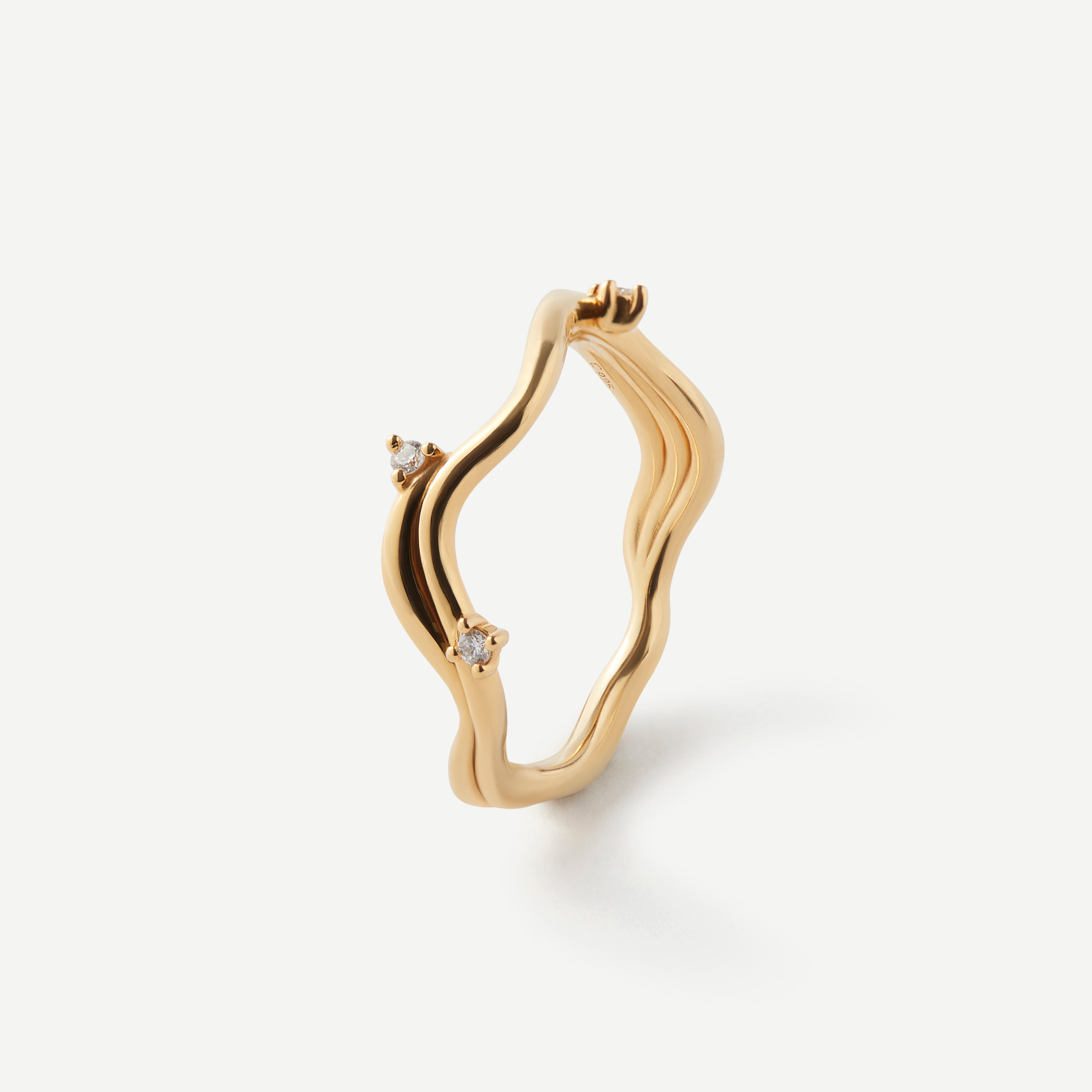 Interwoven Souls Wave Diamond Gold Ring Set