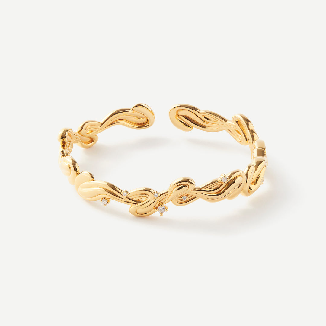 Unity Wave Diamond Gold Bangle