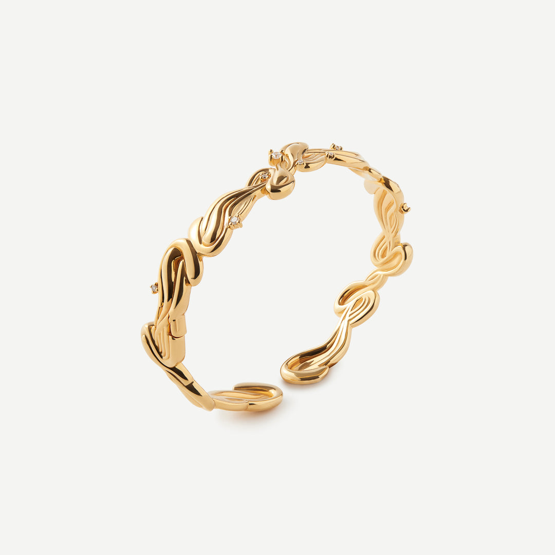 Unity Wave Diamond Gold Bangle