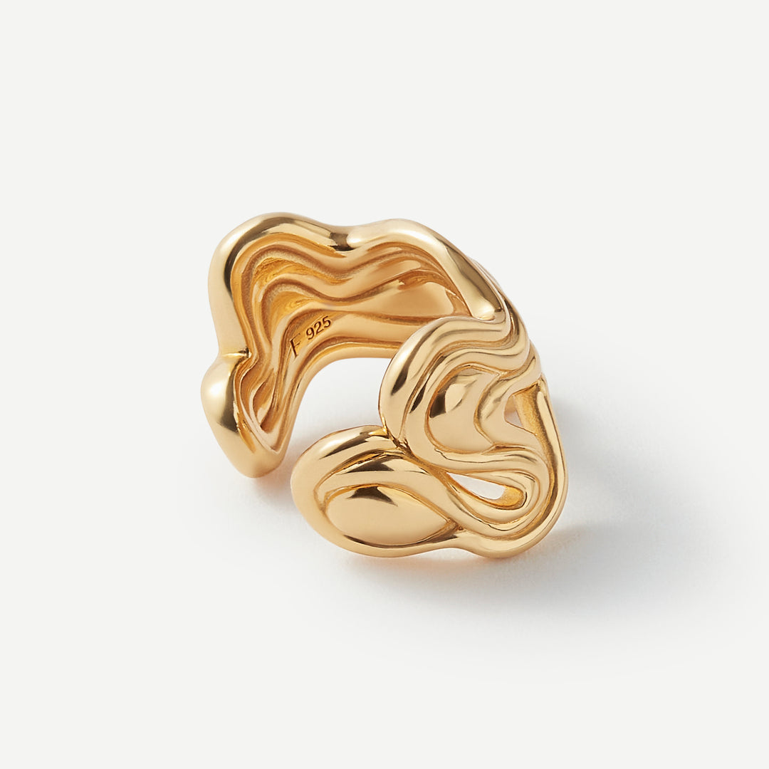 Untamed Spirit Wave Pearl Gold Cuff Earring