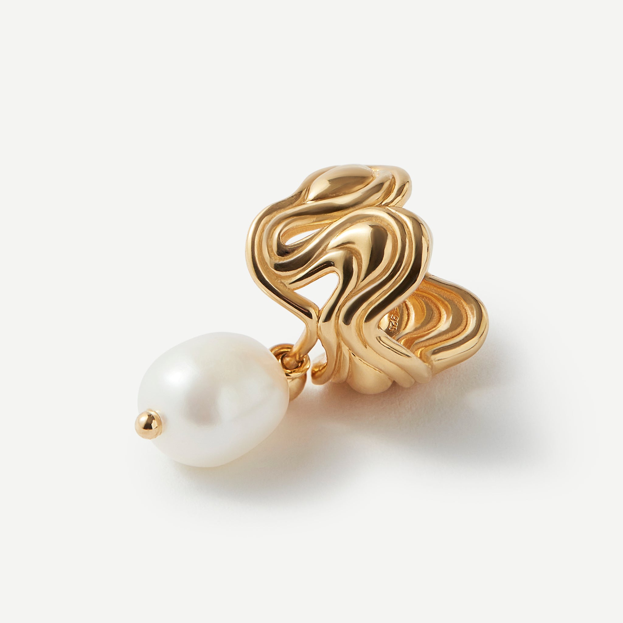 Untamed Spirit Wave Pearl Gold Cuff Earring