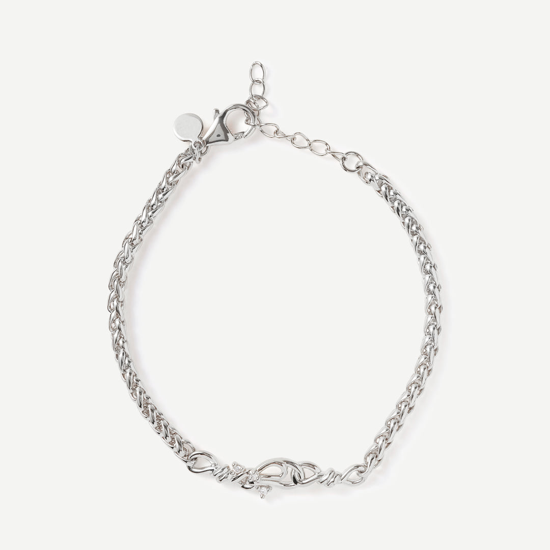 Collective Heartbeat Wave Diamond Silver Bracelet