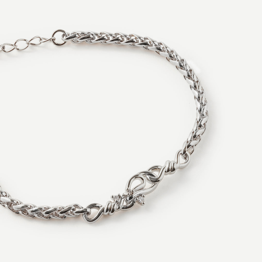 Collective Heartbeat Wave Diamond Silver Bracelet