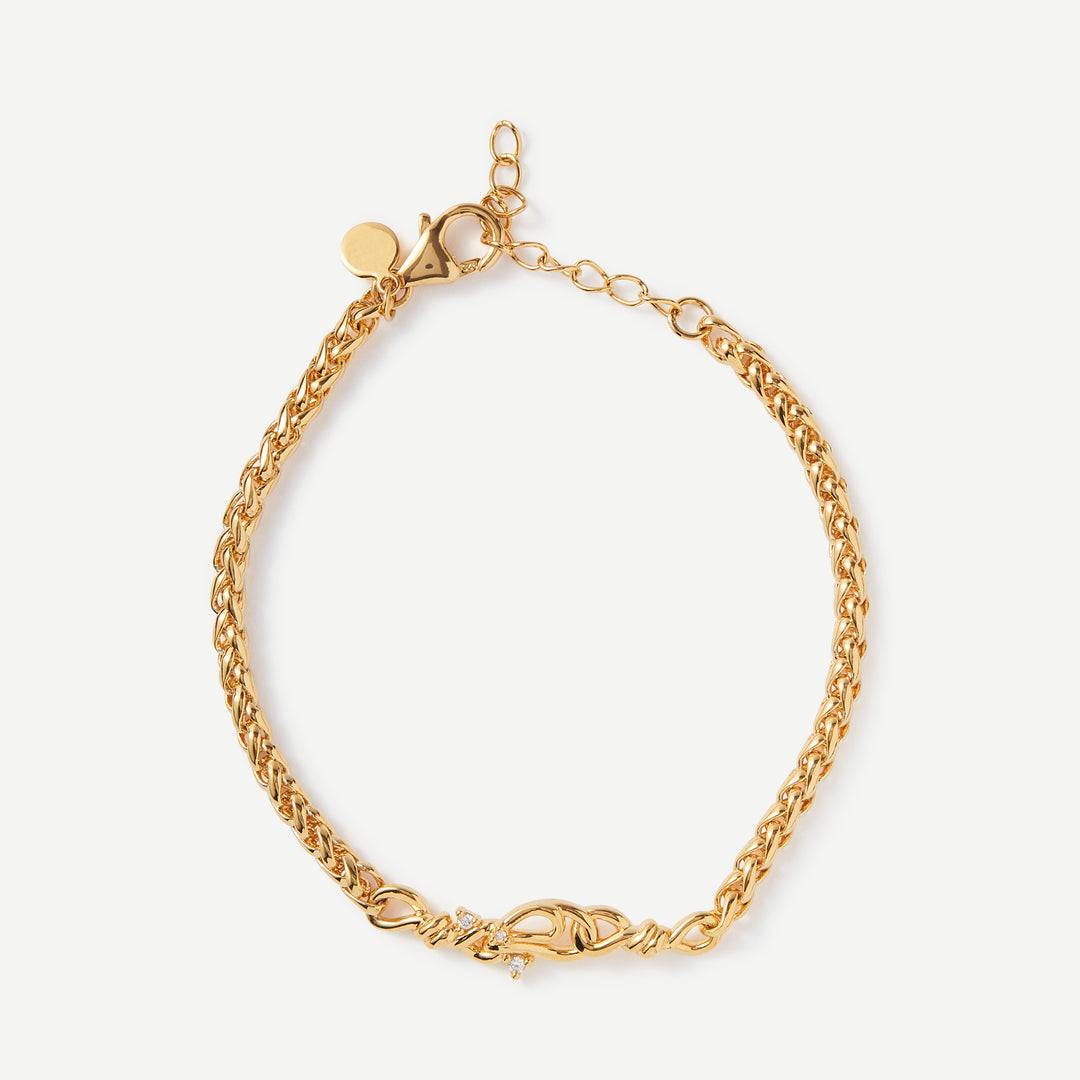 Collective Heartbeat Wave Diamond Gold Bracelet