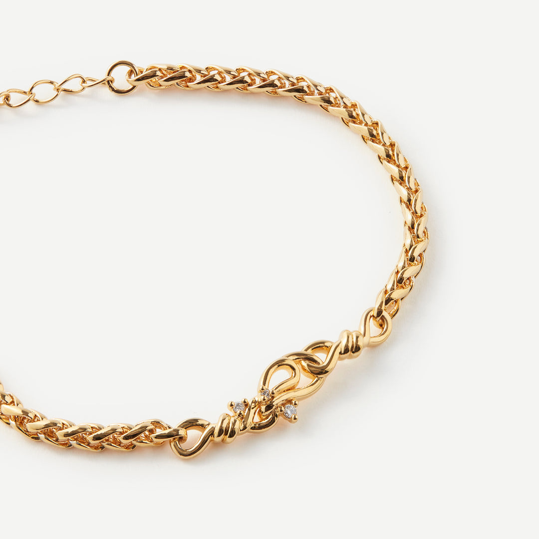 Collective Heartbeat Wave Diamond Gold Bracelet