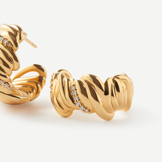 Hidden Strength Wave Diamond Gold Earrings