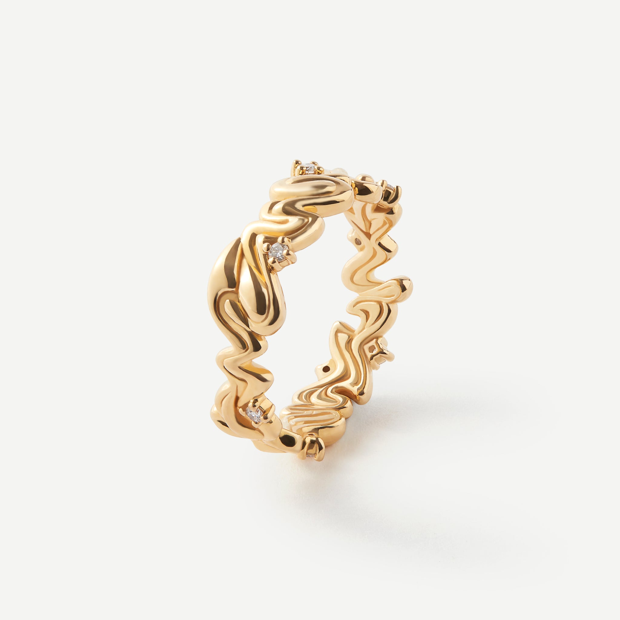 Connection Wave Diamond Gold Ring