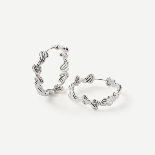 Infinite Harmony Wave Diamond Silver Earrings