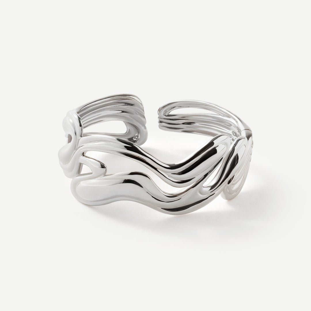 Fluid Motion Silver Bangle