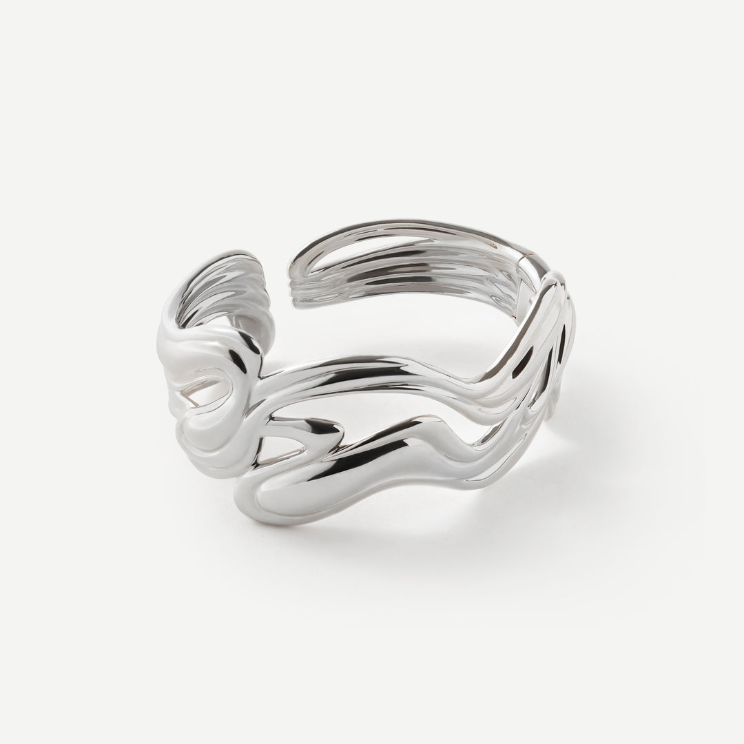 Fluid Motion Silver Bangle