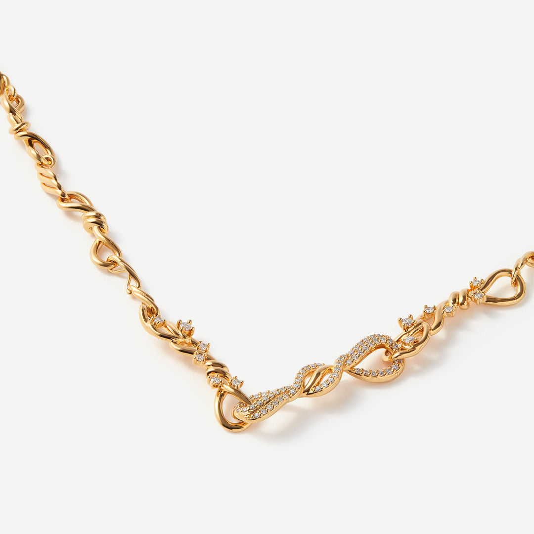 Unbreakable Bond Wave Diamond Gold Necklace (made to order)