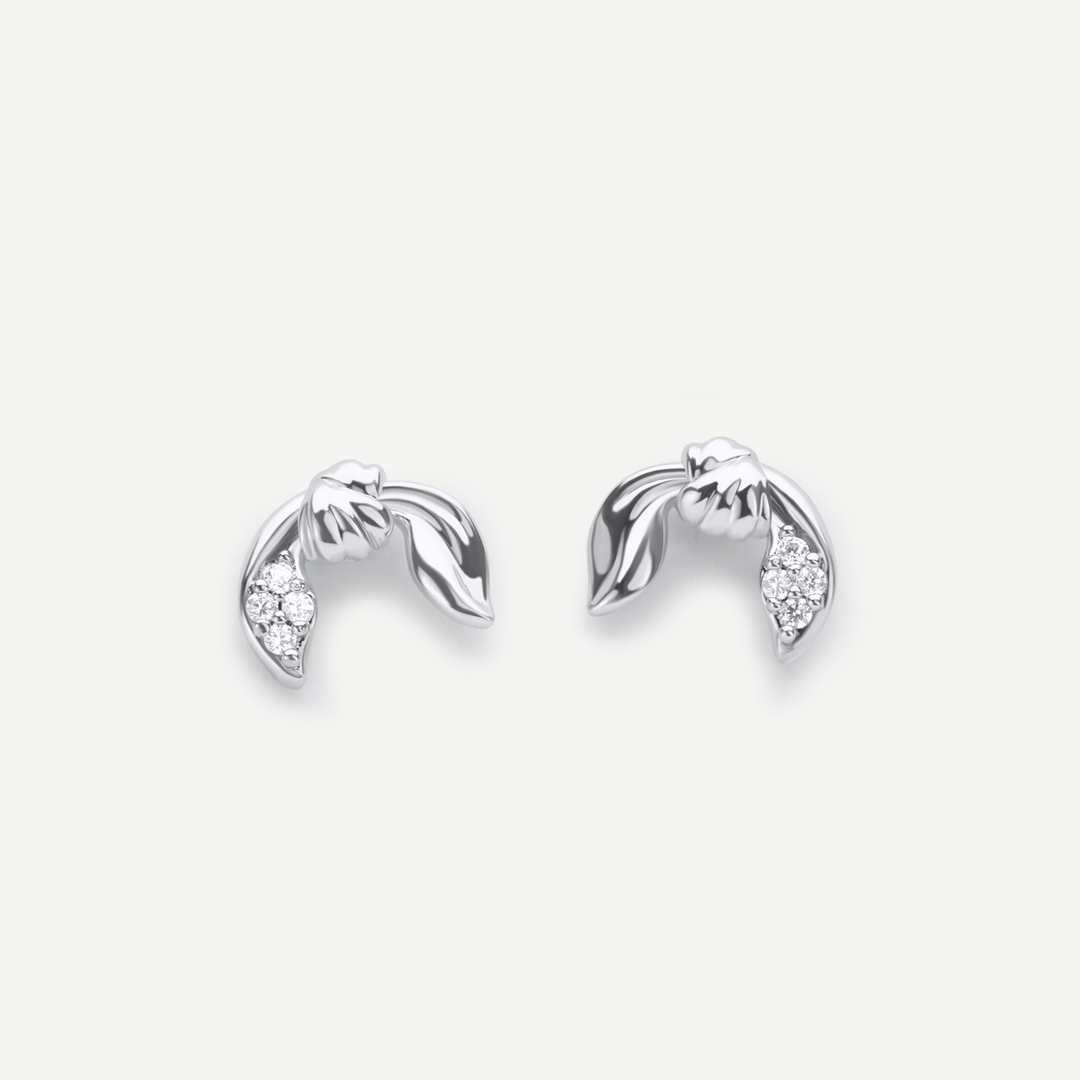 Elysia Diamond Silver Stud Earrings