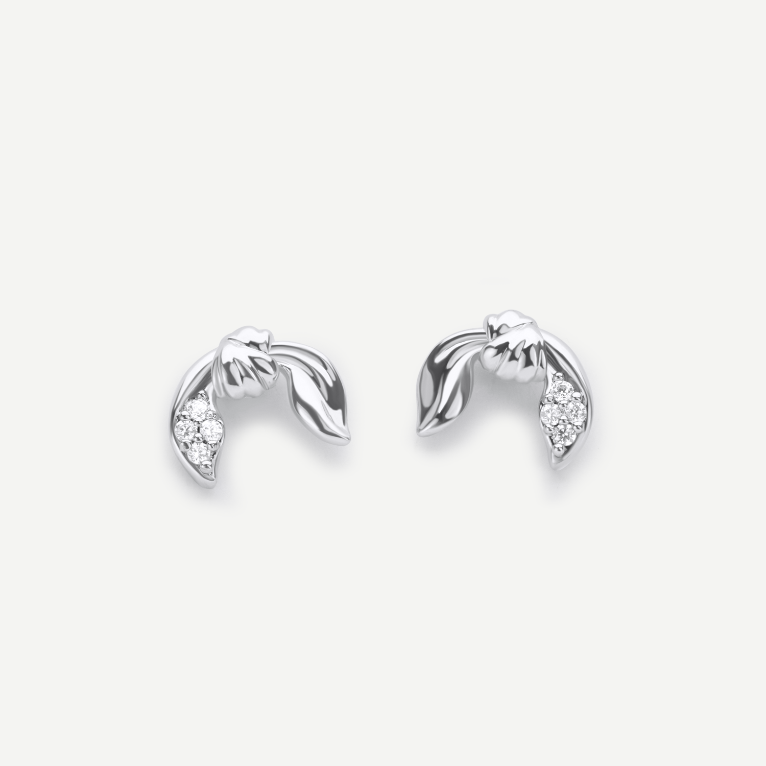 Elysia Diamond Silver Stud Earrings