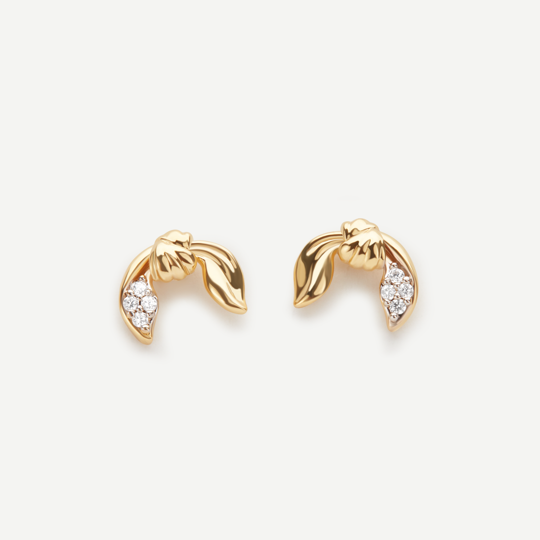 Elysia Diamond Gold Stud Earrings