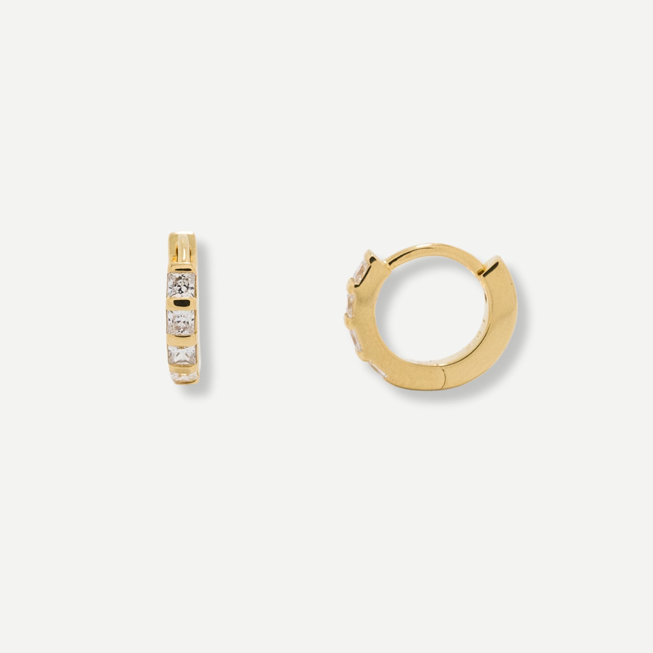 Alana Classic Stone Huggie Earrings Gold