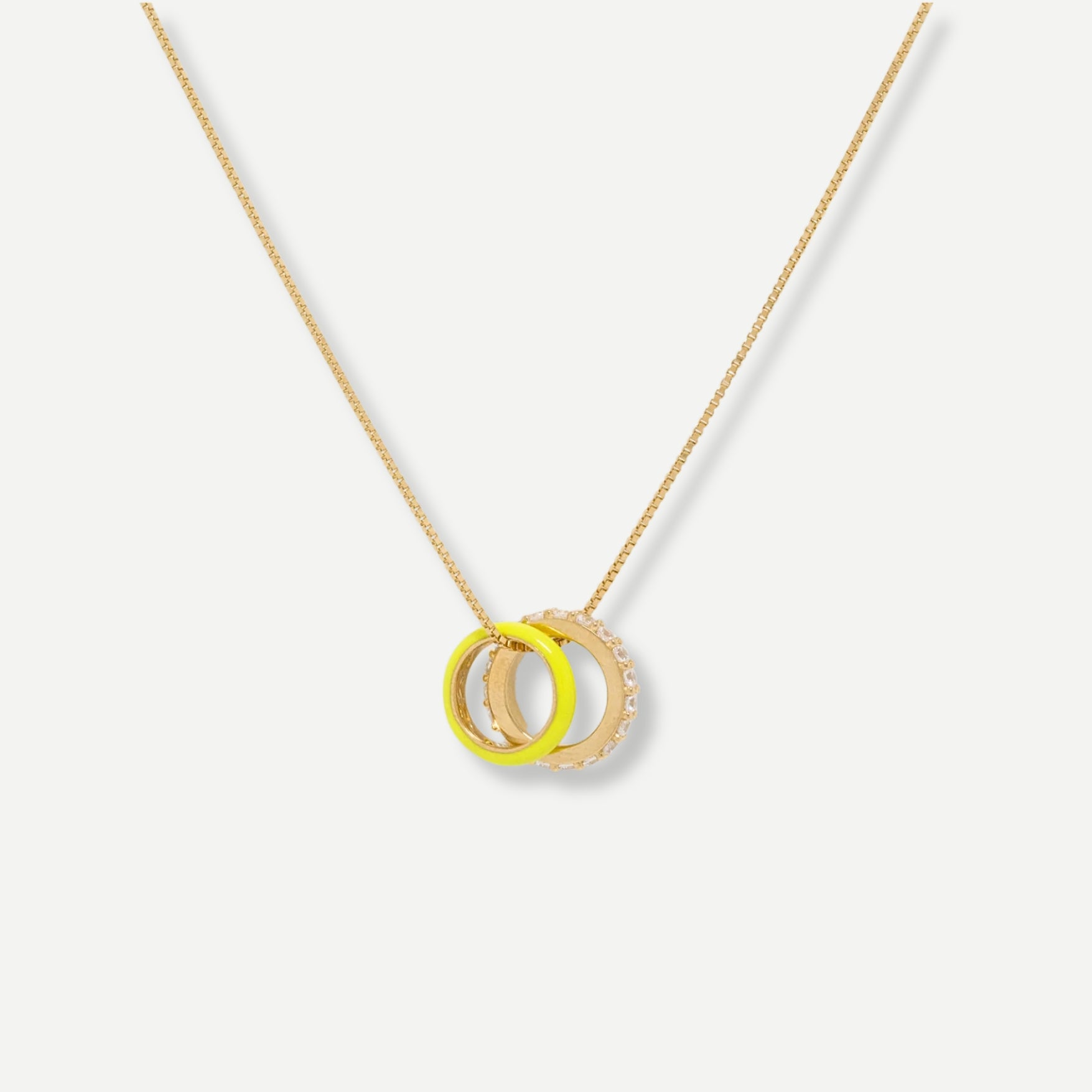 Chica Stones and Yellow Enamel Hoops Necklace