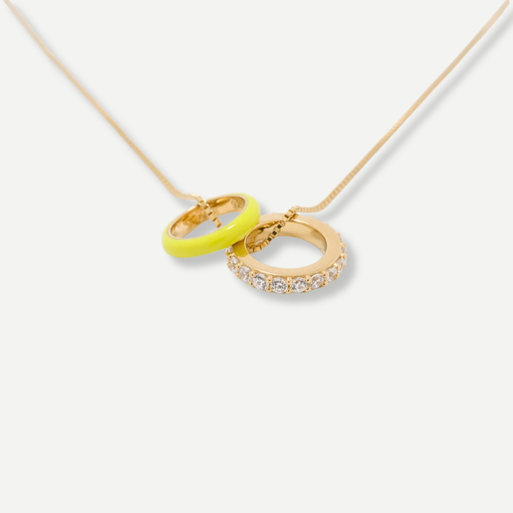 Chica Stones and Yellow Enamel Hoops Necklace