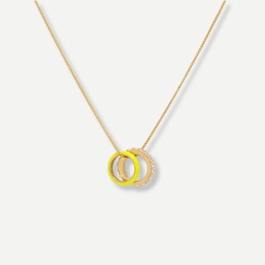 Chica Stones and Yellow Enamel Hoops Necklace – Frida Florence