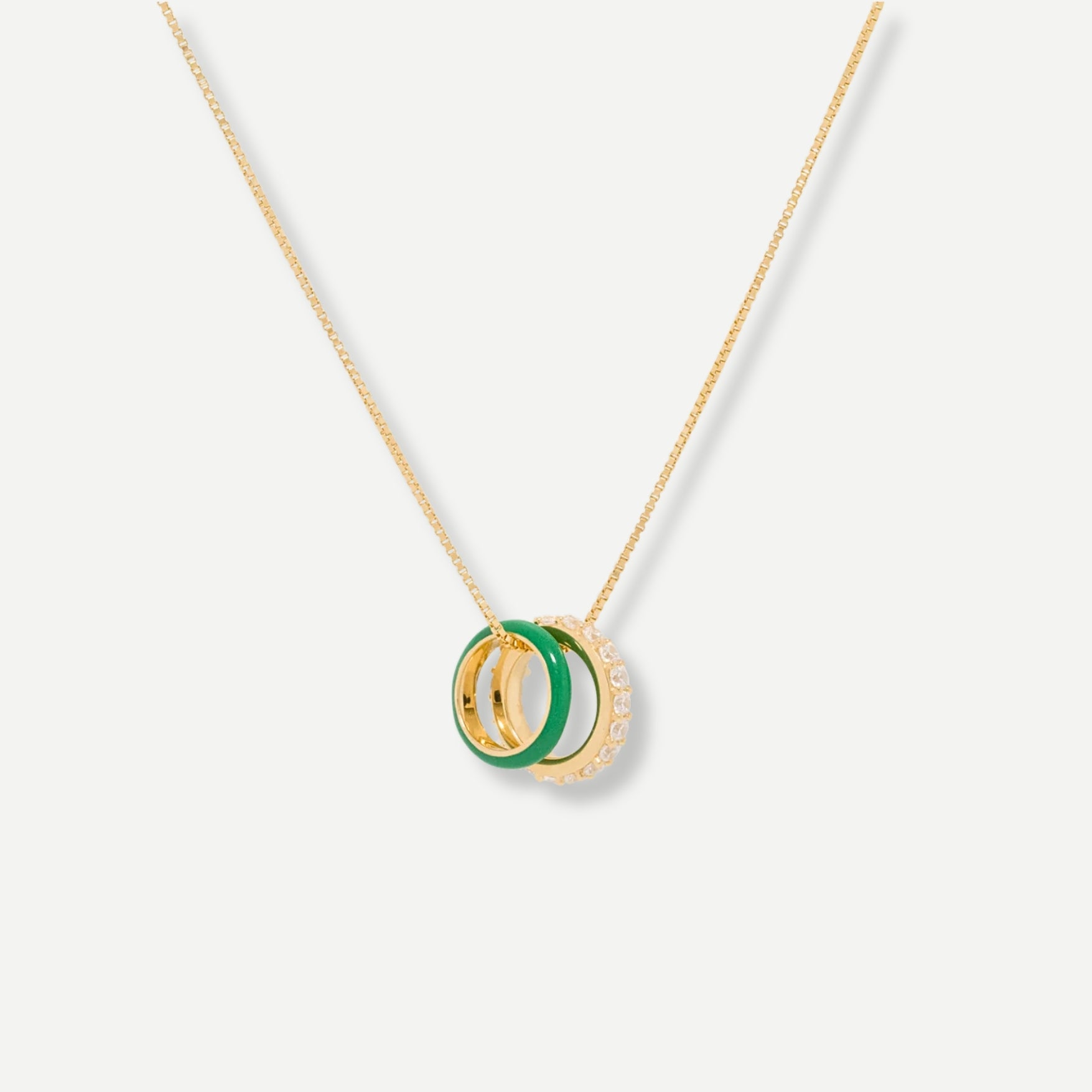 Chica Stones and Green Enamel Hoops Necklace