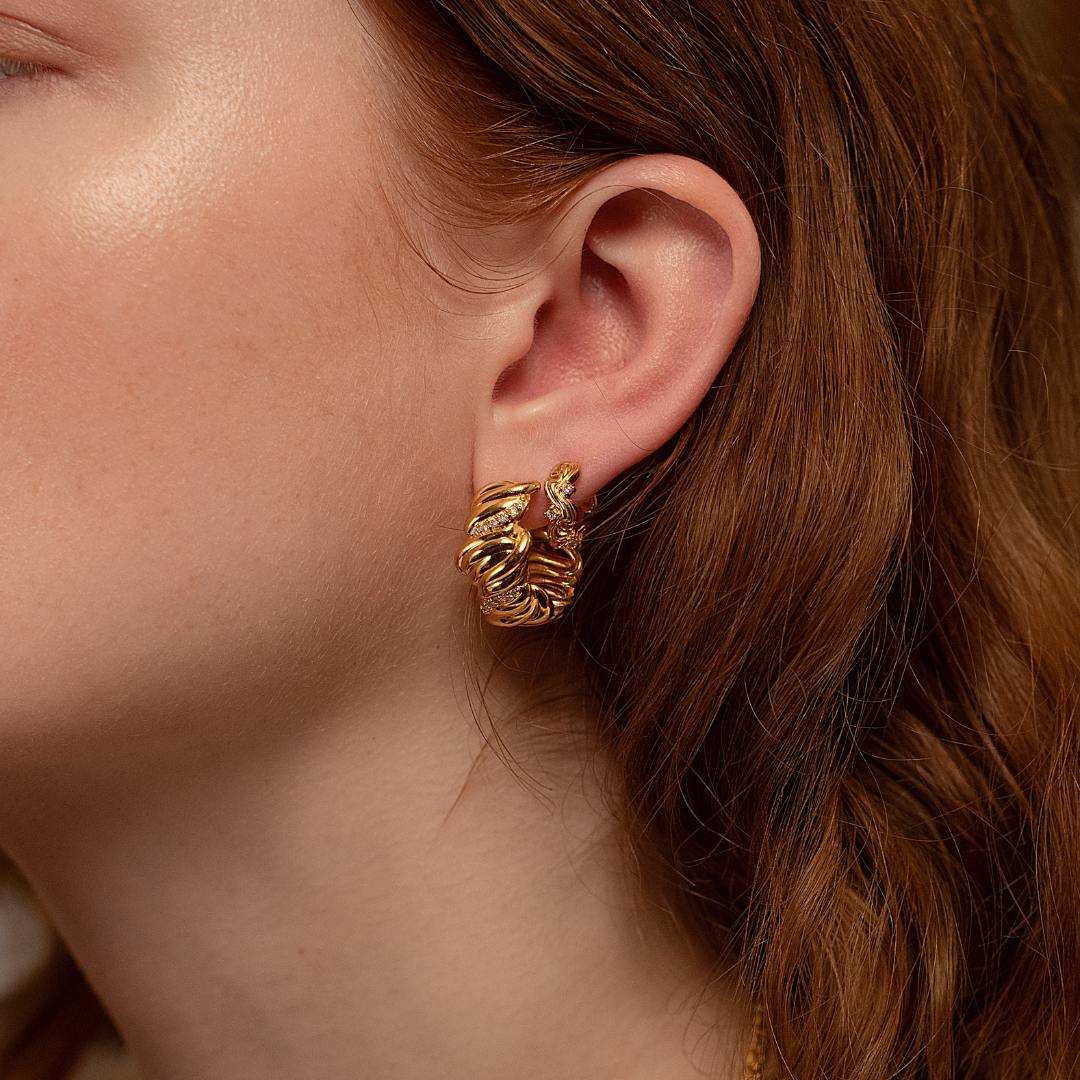 Hidden Strength Wave Diamond Earrings