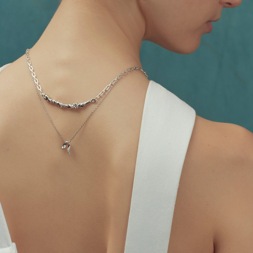 Isolde Diamond Silver Necklace